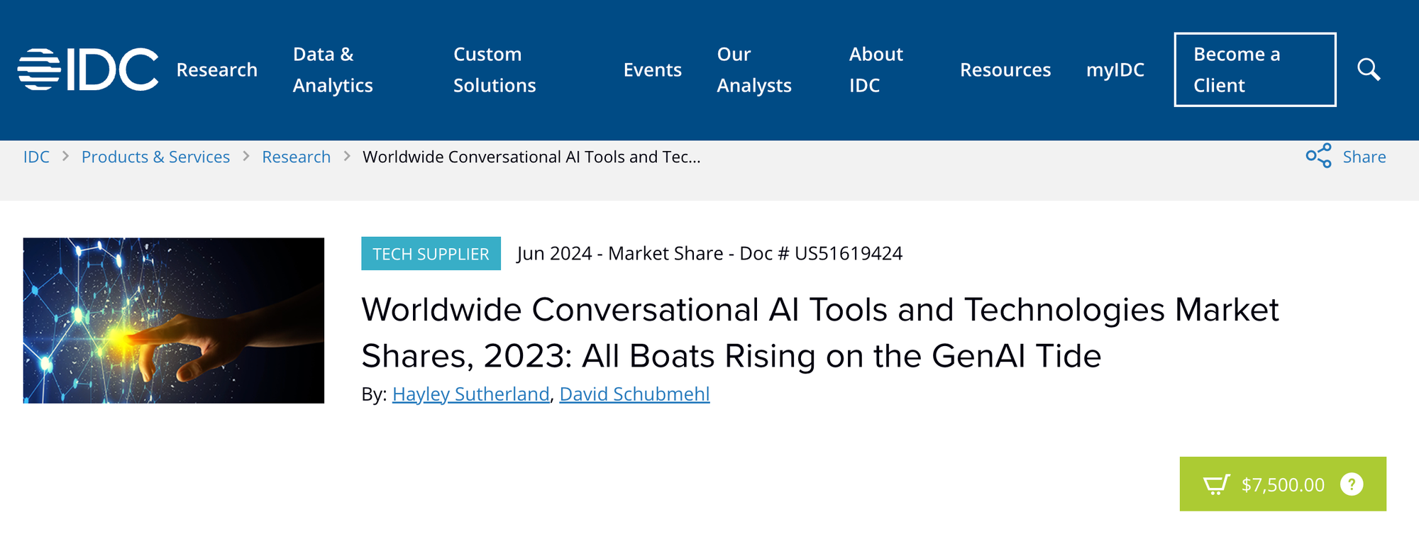 IDC publishes their latest Conversational AI Market Share Report