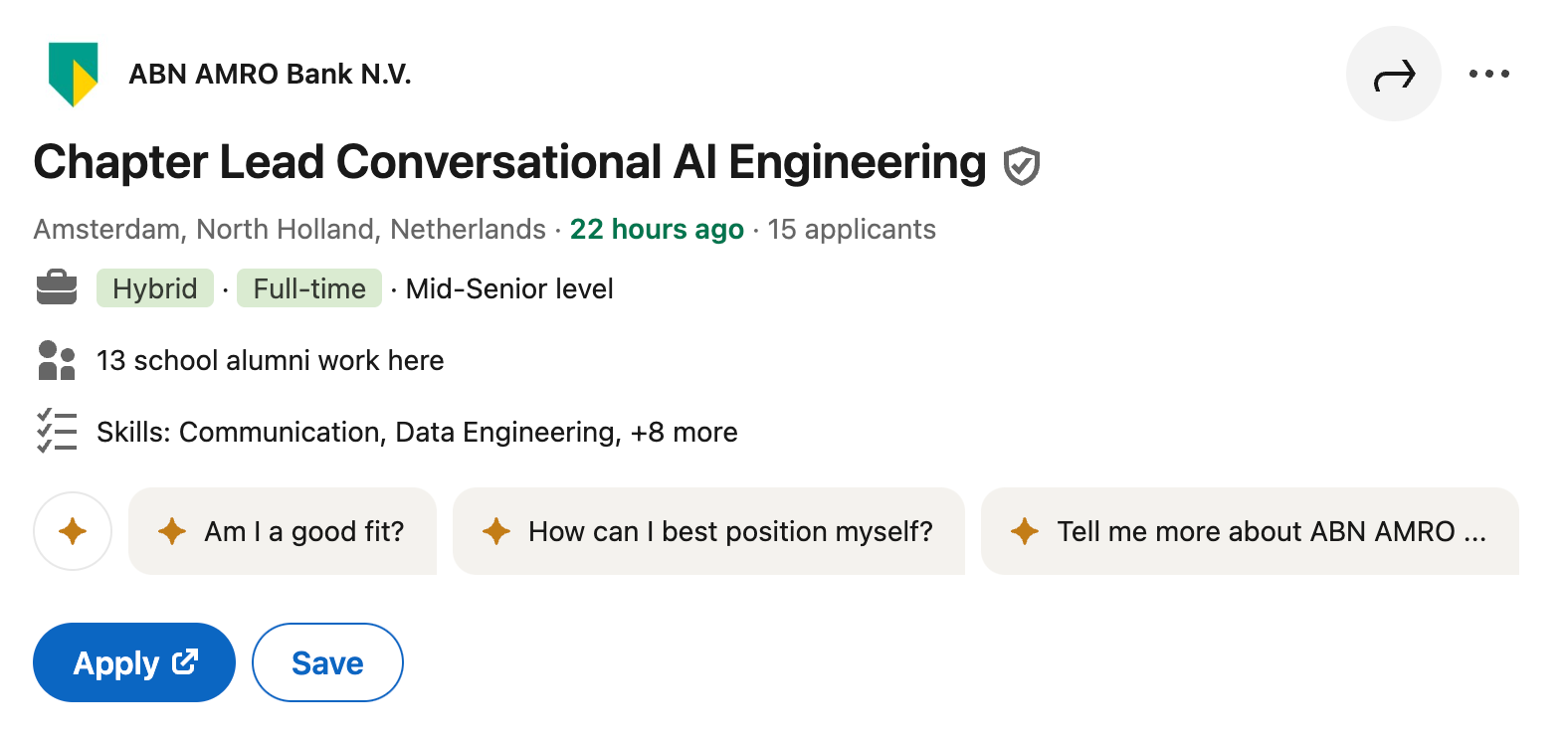 ABN AMRO is hiring a Chapter Lead for Conversational AI Engineering