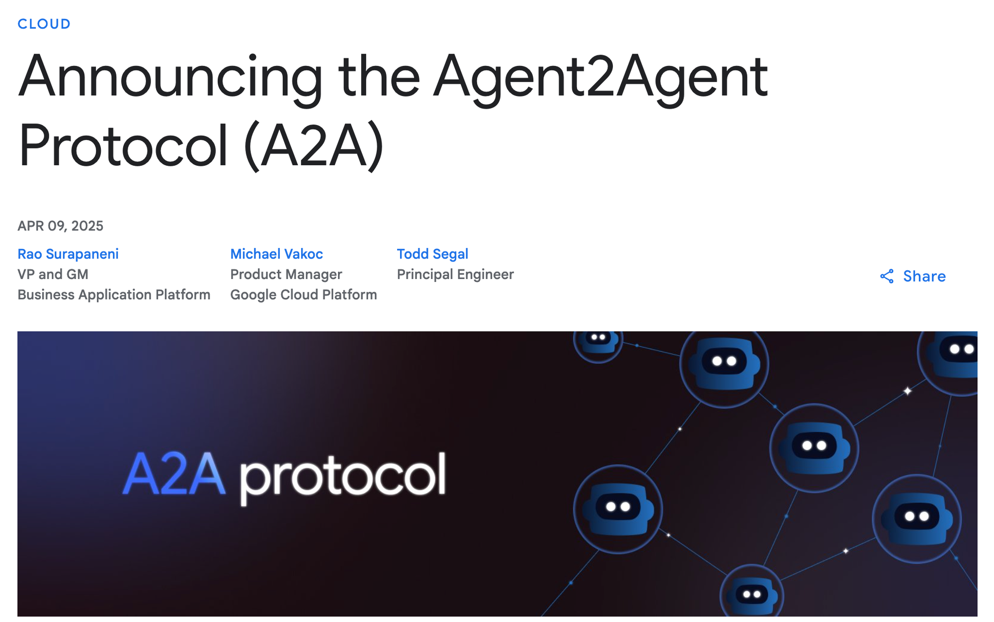 MCP vs Google's Agent2Agent - one to watch